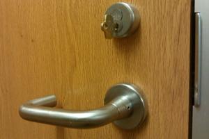 key in a lock with a doorknob